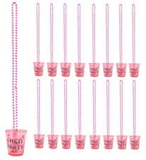 "L" HEN PARTY SHOT GLASSES Bride Necklace Fancy Dress Girls Night Lot PINK UK