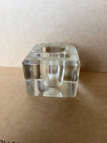 Vintage clear glass inkwell - vintage,