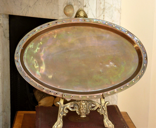 Copper tray arts crafts - tray,