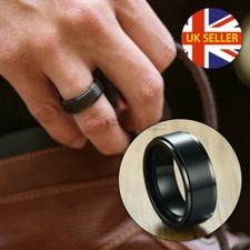 Unisex Men Black Silver Matte Stress Relief Stainless Steel 8MM Spinner Rings
