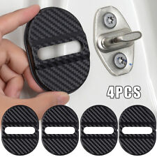 4Pcs Black Carbon Fiber Plastic Car Door Lock Protective Cover Trim Accessories