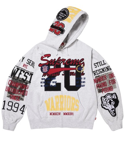 Supreme warriors appliqué zip - warriors,