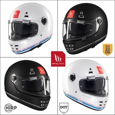 MT Jarama Plain Retro Motorcycle Helmet Full Face Vintage Black Red White