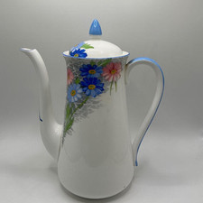 VINTAGE ART DECO SHELLEY 12216 BLUE & PINK DAISIES COFFEE POT