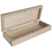 Wooden Pencil Box Pen Brush Crayons Hinged Lid Holder Gift Case | 20.5x8x4cm
