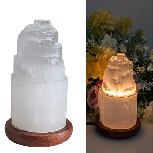 Selenite tower lamp - lamp, 17cm