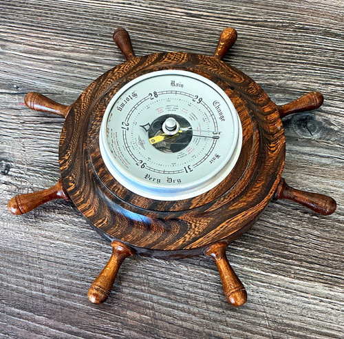 Vintage ship wheel aneroid - vintage,