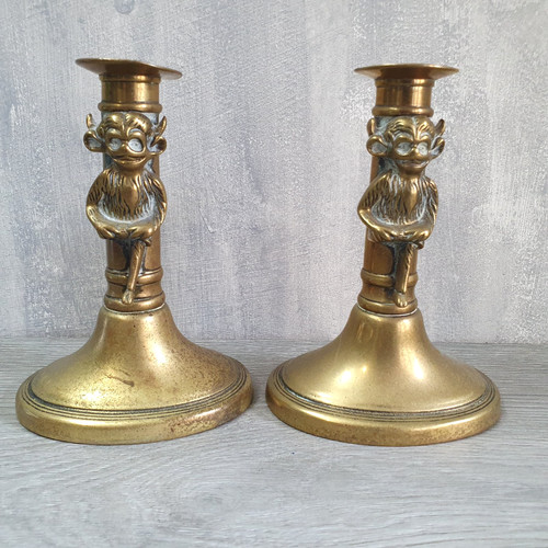 Pair antique brass lincoln - antique,