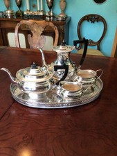 Garrard Tea and Coffee Regent Plate Silver set on tray