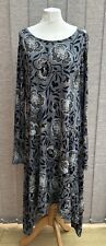 Gudrun Sjoden Dress Size Large Grey Floral Leaf Pattern Asymmetric Hanky Hem