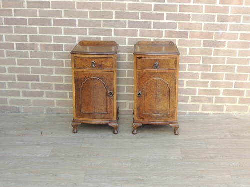Pair walnut vintage bedside - pair,