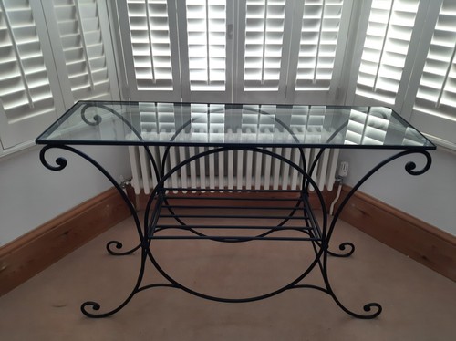 Metal glass table - glass, table,