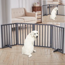 Wooden Puppy Dog Folding Play Pen Gate Fence Barrier Pet Divider Safety Doorway