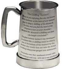 The Kings Shilling 1pt Glass Bottom Pewter Beer Tankard Engraved Custom Text