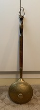 Vintage / Antique Brass Hot Water Bed Warmer With Wooden Handle