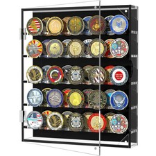 Acrylic Military Challenge Coin Display Case Cabinet Rack Holder Badges Coin Box