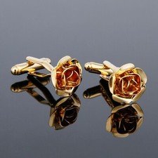 Rose Men Cufflinks 1 Pair of Shirt Suit Cuff Links Jewelry Rhinestone Classic