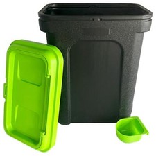 PET FOOD STORAGE CONTAINER IN GREEN DRY DOG FOOD BIRD SEED BIN BOX WITH SCOOP