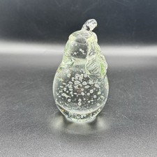 Vintage Murano Style Art Glass Controlled Bubbles Pear Paperweight