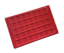 Red Coin Tray Holds 35 Coin Capsules 35x35mm Compartments with Clear Cover /P35