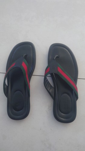 Gucci web and leather thong - web,