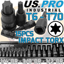 US PRO IMPACT TORX BIT SOCKET SET T6 - T70 1/4" 3/8" 1/2" DRIVE STAR BITS TRX