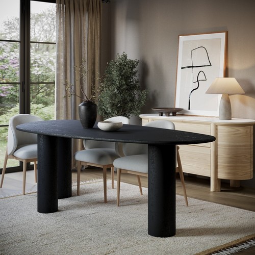 Large black oak pebble dining - black,