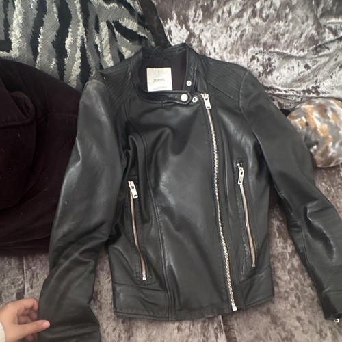 Mango black leather biker - mango,