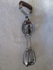 Vintage Prestige Rotary Hand Whisk Egg Beater Stainless Steel Wooden Handles
