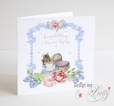 PETER RABBIT BEATRIX POTTER New Baby Card - Congratulations Birth Baby Boy