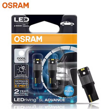 OSRAM LED T10 W5W 194 Sidelight Bulbs 6000K White Door Interior Light, Pair