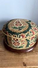 Antique Victorian Tall Embroidered heavy Mahogany Footstool In Perfect Condition