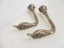 Vintage Brass Curtain Tie Backs Hooks French Old Rococo Gilt Antique 6"D