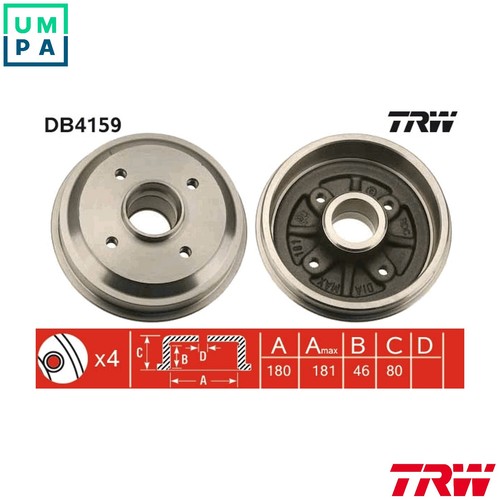 Brake drum db4159 for - 2x,