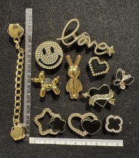 11pcs Gold Black Croc Shoe