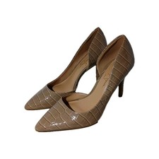 Jessica SIMPSON Women's Leather BEIGE faux crocodile pointy heels size 8 M #1314