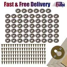 60Pcs Metal Round Keyhole Hangers Picture Frame Hanging Hardware Plate Bracket