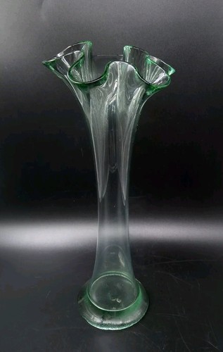 Aqua glass stem vase - glass, with