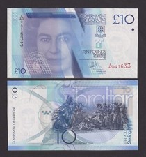 UNC Gibraltar £10 Ten Pounds Banknote 2016 QE2