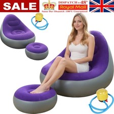 UK Inflatable Deluxe Lounger Ottoman Couch Gaming Chair Foot Stool Seat Air