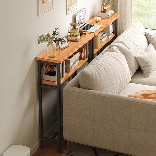 Slim console table behind - table,