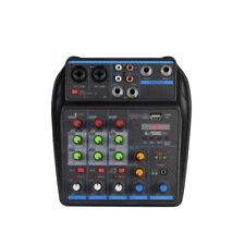 4 Channel DJ Mixer Bluetooth USB Audio Sound Card Live Studio Console 48V Power