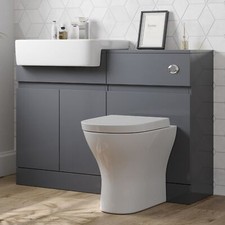 Affine Bathroom Toilet WC Basin Sink Vanity Unit Combination Grey Gloss 600mm
