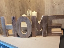 Large Wooden HOME  Word Letters Sign Mango Wood Ornament
