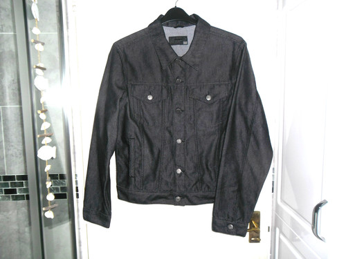 Men black denim trucker - black,