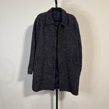 J CREW LUDLOW BLUE WOOL PRINT MAGEE DONEGAL TWEED OVERCOAT - SIZE 42R