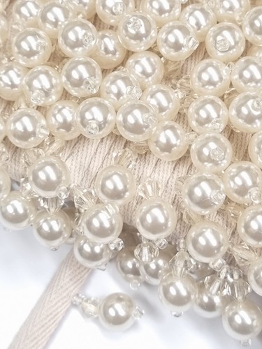 Cream beaded pearl tassel - beaded,