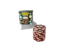 New Ceramic Casino Poker Chips Money Bank/Box Red+White Novelty Gift Boxed