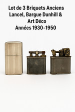 Lot of 3 Antique Lighters - Lancel, Dunhill Bargue & Art Deco - 1930s-1950s