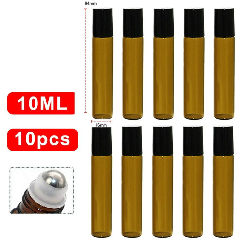 10ml 10pc roller bottles amber - 10ml,